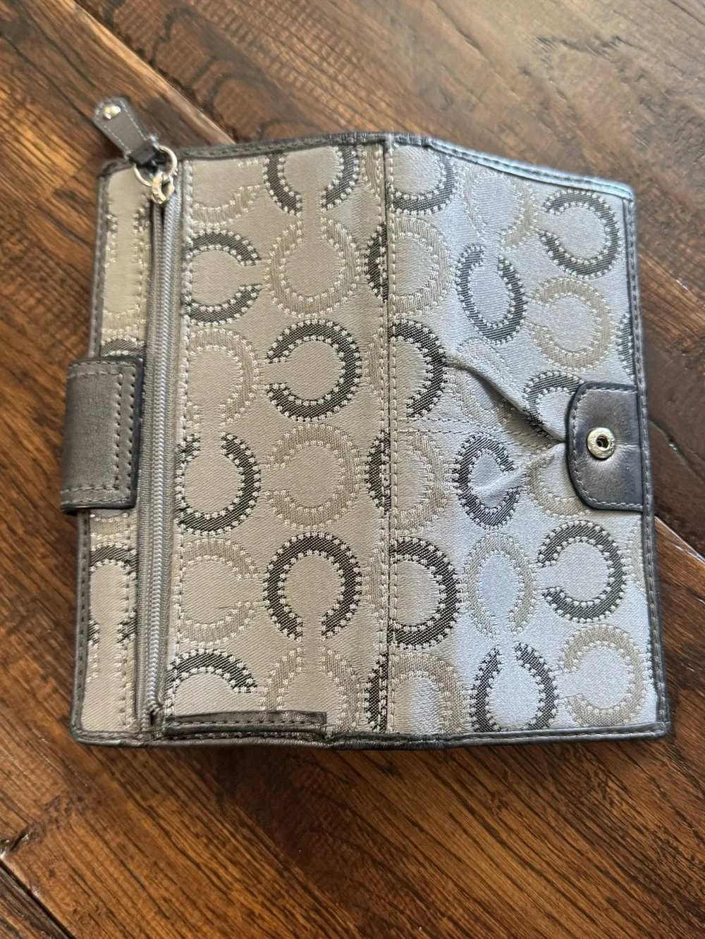 Coach Grey Silver Signature C Logo Wallet